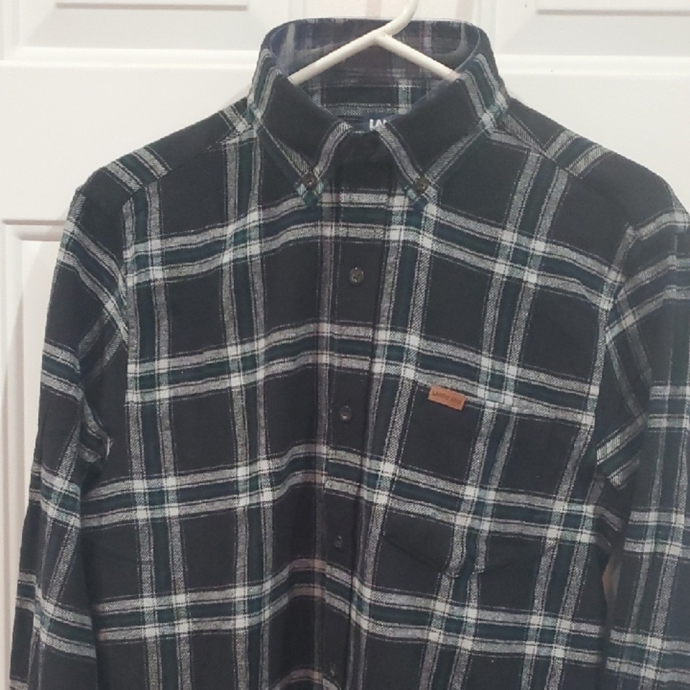 Lands' End Men's Dark Plaid Button Down Shirt